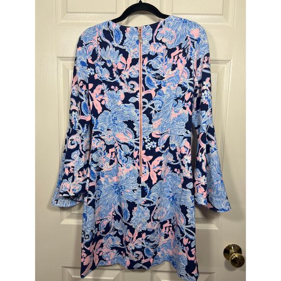 Lilly Pulitzer Dress Kayla Bell Sleeve Mini Bright Navy Womens 2 / XS Resortwear - Picture 4 of 8